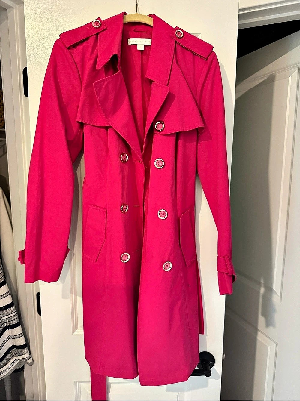 New York & Company Women's Trench Coat in Pink Like New